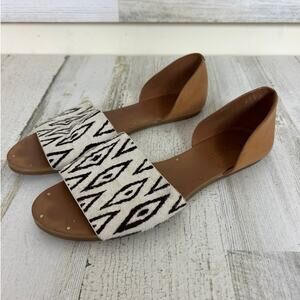 Madewell women's 8 boho aztec Thea diamond ikat calf fur leather open toe sandal